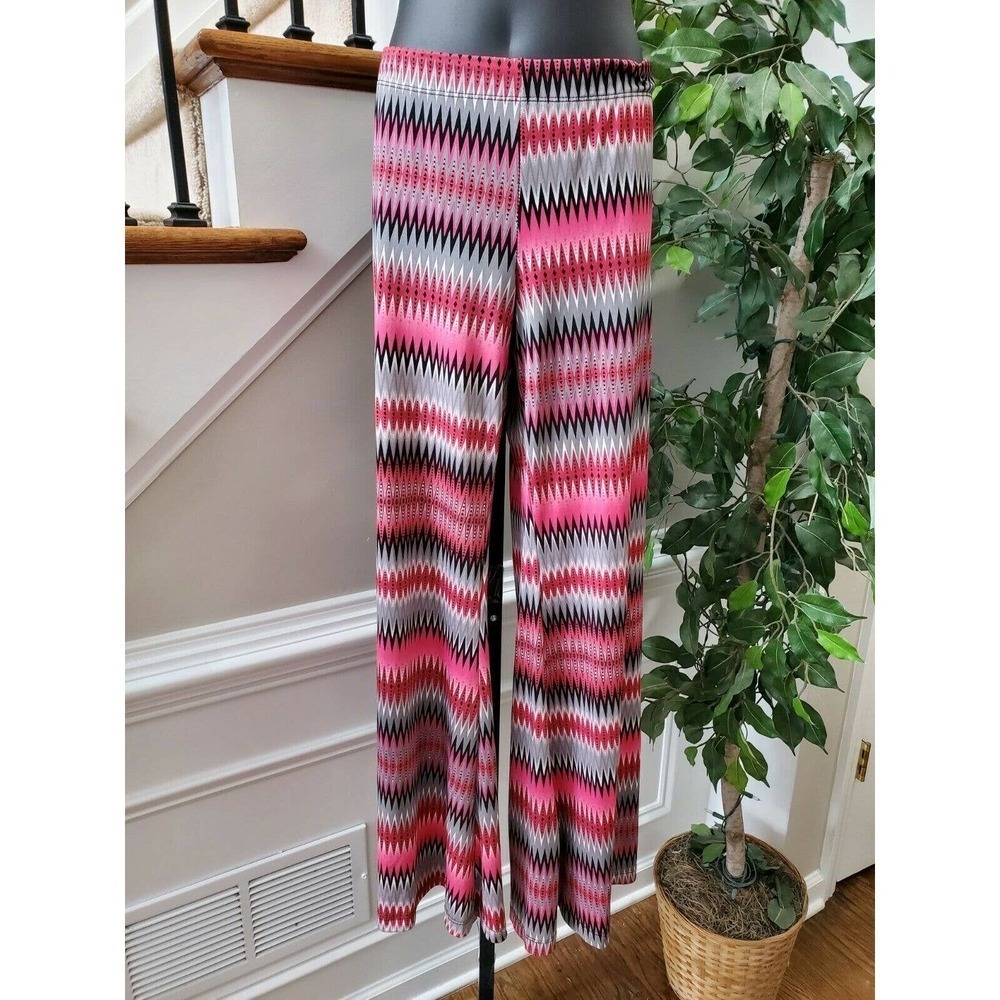 Wearever Women's Multicolor Polyester High Rise Pull on Wide Leg Palazzo Pants S